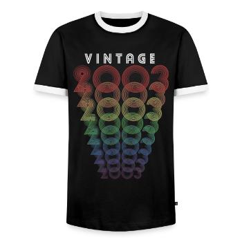 Vintage 2003 Year of birth 2003 Vintage Birthday - Men's Ringer Shirt - black/white - Front - AI Model Female 172 light (172cm) & AI Model Male 178 light (178cm)