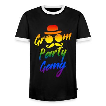 JGA 2022 Groom Party Gang pride LGBT+ - Männer Kontrast-T-Shirt - Schwarz/Weiß - Vorne - AI Model Female 172 light (172cm) & AI Model Male 178 light (178cm)