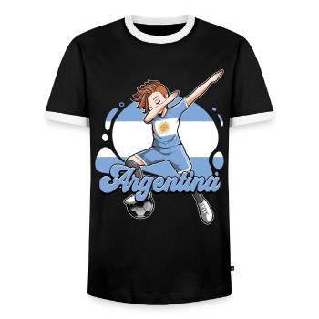 Argentine Football - T-shirt contrasté Homme - noir/blanc - Devant - AI Model Female 172 light (172cm) & AI Model Male 178 light (178cm)