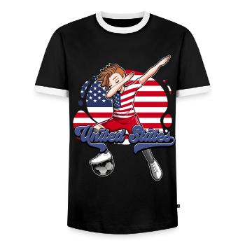 Usa Soccer - T-shirt contrasté Homme - noir/blanc - Devant - AI Model Female 172 light (172cm) & AI Model Male 178 light (178cm)