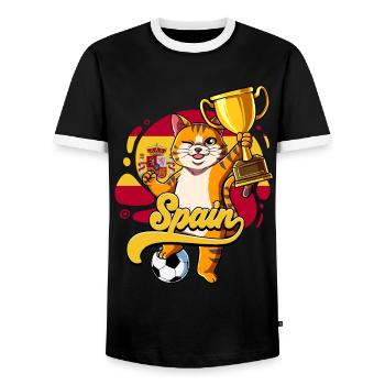 Spanien Fußball - Männer Kontrast-T-Shirt - Schwarz/Weiß - Vorne - AI Model Female 172 light (172cm) & AI Model Male 178 light (178cm)