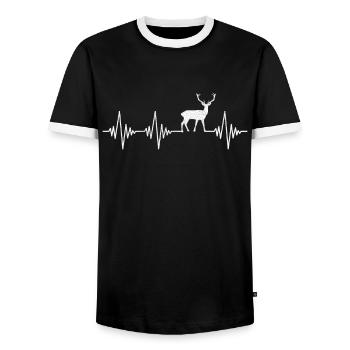 Battements de cœur de cerf - T-shirt contrasté Homme - noir/blanc - Devant - AI Model Female 172 light (172cm) & AI Model Male 178 light (178cm)