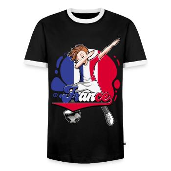Frankreich Fußball - Männer Kontrast-T-Shirt - Schwarz/Weiß - Vorne - AI Model Female 172 light (172cm) & AI Model Male 178 light (178cm)