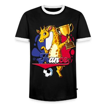 Frankreich Fußball - Männer Kontrast-T-Shirt - Schwarz/Weiß - Vorne - AI Model Female 172 light (172cm) & AI Model Male 178 light (178cm)