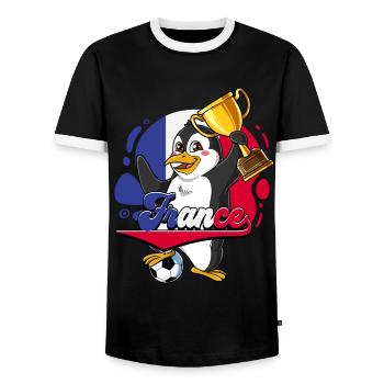Frankreich Fußball - Männer Kontrast-T-Shirt - Schwarz/Weiß - Vorne - AI Model Female 172 light (172cm) & AI Model Male 178 light (178cm)