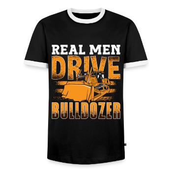 Excavatrice Travailleur de la construction Bulldozer Bulldozer Bulldozer Cadeau - T-shirt contrasté Homme - noir/blanc - Devant - AI Model Female 172 light (172cm) & AI Model Male 178 light (178cm)