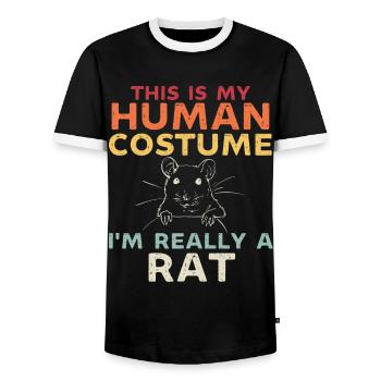 This is my human costume im really a rat - Men's Ringer Shirt - black/white - Front - AI Model Female 172 light (172cm) & AI Model Male 178 light (178cm)
