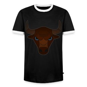 Landwirt Rind Tierkopf Motiv Aufdruck mit Stier - Männer Kontrast-T-Shirt - Schwarz/Weiß - Vorne - AI Model Female 172 light (172cm) & AI Model Male 178 light (178cm)