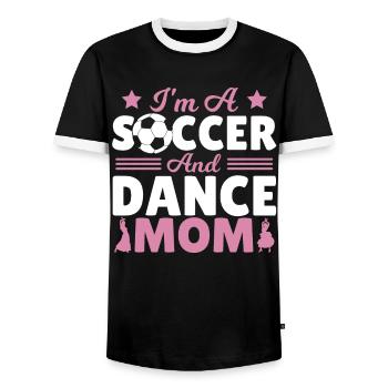 Je suis une maman de soccer et de danse - T-shirt contrasté Homme - noir/blanc - Devant - AI Model Female 172 light (172cm) & AI Model Male 178 light (178cm)