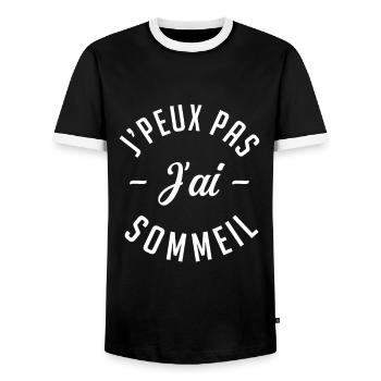 Je peux pas J'ai Sommeil. - T-shirt contrasté Homme - noir/blanc - Devant - AI Model Female 172 light (172cm) & AI Model Male 178 light (178cm)