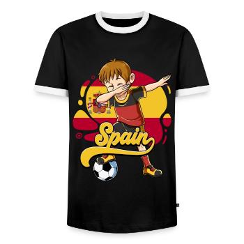 Spanien Fußball - Männer Kontrast-T-Shirt - Schwarz/Weiß - Vorne - AI Model Female 172 light (172cm) & AI Model Male 178 light (178cm)