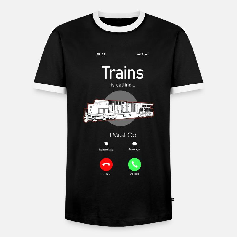 Freight Diesel Train Driver - Men's Ringer Shirt - black/white