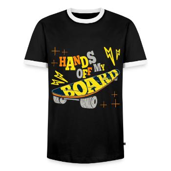 Skateboarder Mains De Ma Planche Drôle Skateboard - T-shirt contrasté Homme - noir/blanc - Devant - AI Model Female 172 light (172cm) & AI Model Male 178 light (178cm)