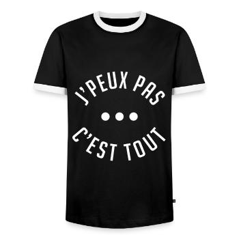 j peux pas c est tout - T-shirt contrasté Homme - noir/blanc - Devant - AI Model Female 172 light (172cm) & AI Model Male 178 light (178cm)