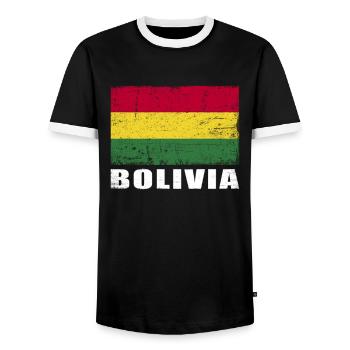 Bolivie Drapeau Grunge Bolivie Drapeau - T-shirt contrasté Homme - noir/blanc - Devant - AI Model Female 172 light (172cm) & AI Model Male 178 light (178cm)