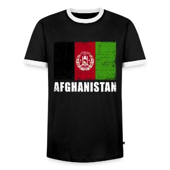 Afghanistan Flag Grunge Afghanistan Flag - T-shirt contrasté Homme - noir/blanc - Devant - AI Model Female 172 light (172cm) & AI Model Male 178 light (178cm)