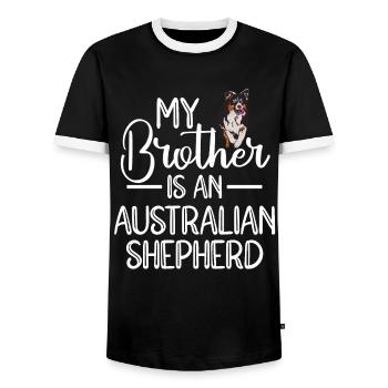Australischer Schäferhund Hundebesitzer Geschenk - Männer Kontrast-T-Shirt - Schwarz/Weiß - Vorne - AI Model Female 172 light (172cm) & AI Model Male 178 light (178cm)