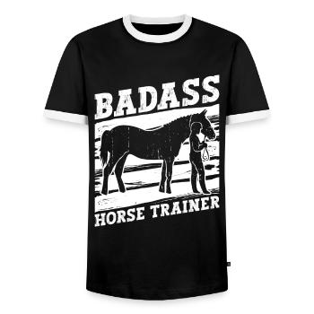 Badass Horse Trainer - Équitation - T-shirt contrasté Homme - noir/blanc - Devant - AI Model Female 172 light (172cm) & AI Model Male 178 light (178cm)
