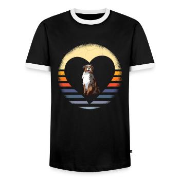 Australischer Schäferhund Hundebesitzer Geschenk - Männer Kontrast-T-Shirt - Schwarz/Weiß - Vorne - AI Model Female 172 light (172cm) & AI Model Male 178 light (178cm)