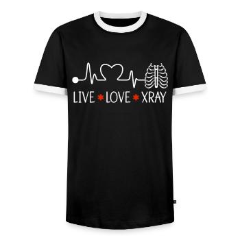 X-ray Technician X-ray Doctor Radiology Gift - Men's Ringer Shirt - black/white - Front - AI Model Female 172 light (172cm) & AI Model Male 178 light (178cm)
