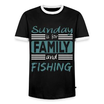 Sunday is for family and Fishing Spruch - T-shirt contrasté Homme - noir/blanc - Devant - AI Model Female 172 light (172cm) & AI Model Male 178 light (178cm)
