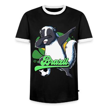 Brazil Football - Men's Ringer Shirt - black/white - Front - AI Model Female 172 light (172cm) & AI Model Male 178 light (178cm)
