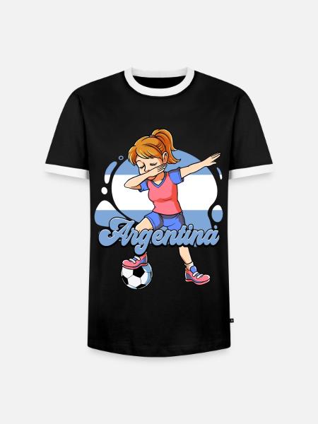 Argentinien Fußball - Männer Kontrast-T-Shirt - Schwarz/Weiß