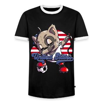 Usa Soccer - T-shirt contrasté Homme - noir/blanc - Devant - AI Model Female 172 light (172cm) & AI Model Male 178 light (178cm)