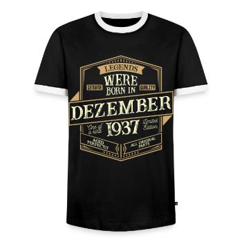 Dezember 1937 Geburtstag Mann - Männer Kontrast-T-Shirt - Schwarz/Weiß - Vorne - AI Model Female 172 light (172cm) & AI Model Male 178 light (178cm)
