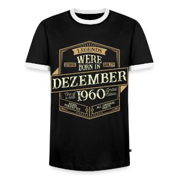 Décembre 1960 Anniversaire Homme - T-shirt contrasté Homme - noir/blanc - Devant - AI Model Female 172 light (172cm) & AI Model Male 178 light (178cm)