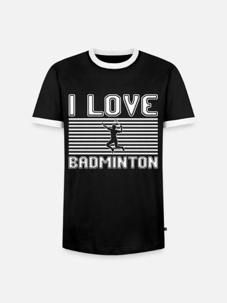 I love badminton - Männer Kontrast-T-Shirt - Schwarz/Weiß