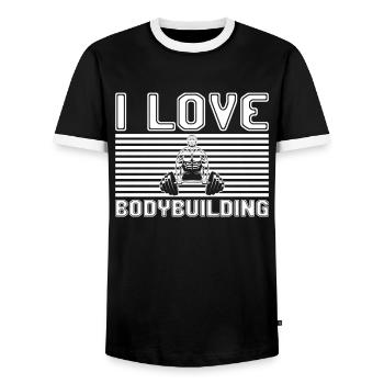 I love bodybuilding - Männer Kontrast-T-Shirt - Schwarz/Weiß - Vorne - AI Model Female 172 light (172cm) & AI Model Male 178 light (178cm)