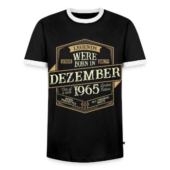 Décembre 1965 Anniversaire Homme - T-shirt contrasté Homme - noir/blanc - Devant - AI Model Female 172 light (172cm) & AI Model Male 178 light (178cm)