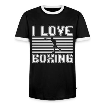 I love boxing - Männer Kontrast-T-Shirt - Schwarz/Weiß - Vorne - AI Model Female 172 light (172cm) & AI Model Male 178 light (178cm)