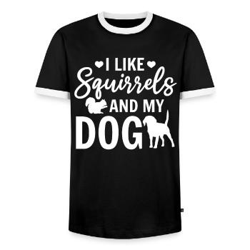 Ich mag Eichhörnchen und meinen Hundeliebhaber - Männer Kontrast-T-Shirt - Schwarz/Weiß - Vorne - AI Model Female 172 light (172cm) & AI Model Male 178 light (178cm)