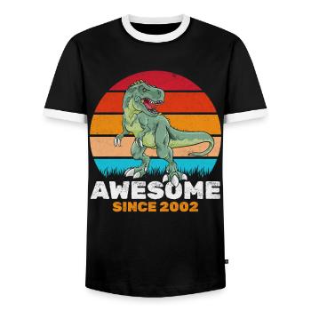 Fantastique depuis 2002 Amateur de dinosaures Dino - T-shirt contrasté Homme - noir/blanc - Devant - AI Model Female 172 light (172cm) & AI Model Male 178 light (178cm)