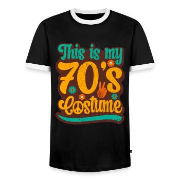Tenue de fête des années 70 Costume Fête à thème des années 1970 - T-shirt contrasté Homme - noir/blanc - Devant - AI Model Female 172 light (172cm) & AI Model Male 178 light (178cm)