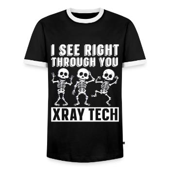 X-ray Technician Radiology Hospital Gift - Men's Ringer Shirt - black/white - Front - AI Model Female 172 light (172cm) & AI Model Male 178 light (178cm)