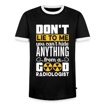 Radiology X-ray Technician Hospital Röntgen - Men's Ringer Shirt - black/white - Front - AI Model Female 172 light (172cm) & AI Model Male 178 light (178cm)