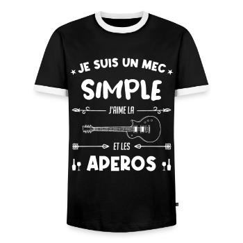 je suis un mec simple Guitariste Cadeau - T-shirt contrasté Homme - noir/blanc - Devant - AI Model Female 172 light (172cm) & AI Model Male 178 light (178cm)