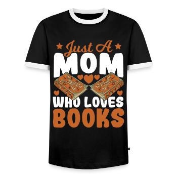 Just A Mom Who Loves Books Book Lover Mom - Männer Kontrast-T-Shirt - Schwarz/Weiß - Vorne - AI Model Female 172 light (172cm) & AI Model Male 178 light (178cm)