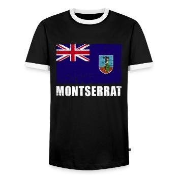 Montserrat Flag Grunge Montserrat Flag - Men's Ringer Shirt - black/white - Front - AI Model Female 172 light (172cm) & AI Model Male 178 light (178cm)