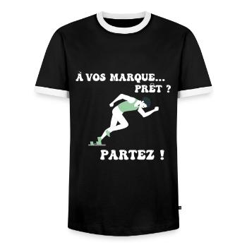 À vos marques.. Prêts? Partez! - T-shirt contrasté Homme - noir/blanc - Devant - AI Model Female 172 light (172cm) & AI Model Male 178 light (178cm)