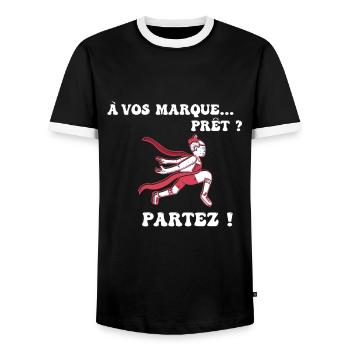 À vos marques.. Prêts? Partez! - T-shirt contrasté Homme - noir/blanc - Devant - AI Model Female 172 light (172cm) & AI Model Male 178 light (178cm)