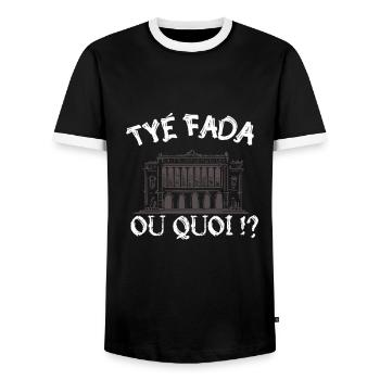 Tyé Fada ou quoi ? humour Marseille, Marseillais - T-shirt contrasté Homme - noir/blanc - Devant - AI Model Female 172 light (172cm) & AI Model Male 178 light (178cm)