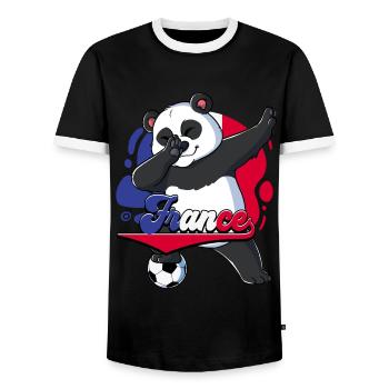 Frankreich Fußball - Männer Kontrast-T-Shirt - Schwarz/Weiß - Vorne - AI Model Female 172 light (172cm) & AI Model Male 178 light (178cm)