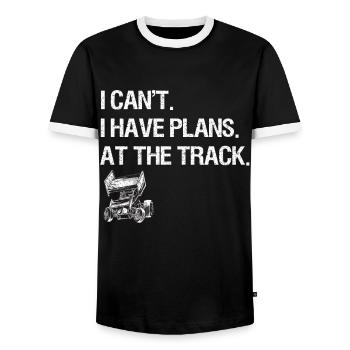 Sprint Car Racing Dicton - T-shirt contrasté Homme - noir/blanc - Devant - AI Model Female 172 light (172cm) & AI Model Male 178 light (178cm)