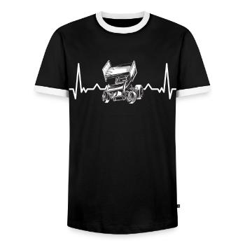 Sprint Car Racing Dicton - T-shirt contrasté Homme - noir/blanc - Devant - AI Model Female 172 light (172cm) & AI Model Male 178 light (178cm)