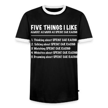 Sprint Car Racing Dicton - T-shirt contrasté Homme - noir/blanc - Devant - AI Model Female 172 light (172cm) & AI Model Male 178 light (178cm)