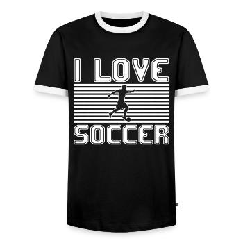 J’adore le football - T-shirt contrasté Homme - noir/blanc - Devant - AI Model Female 172 light (172cm) & AI Model Male 178 light (178cm)